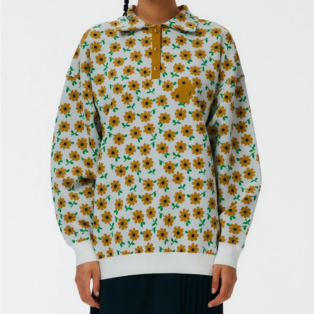 Tibi flora jacquard oversized rugby sweater size S
